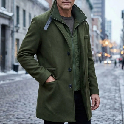 Winter Men's Double-layered Parka Long Warm Jacket with Belt Casual Coats Trench Coat Streetwear Men's Clothing Zipper Coats Man
