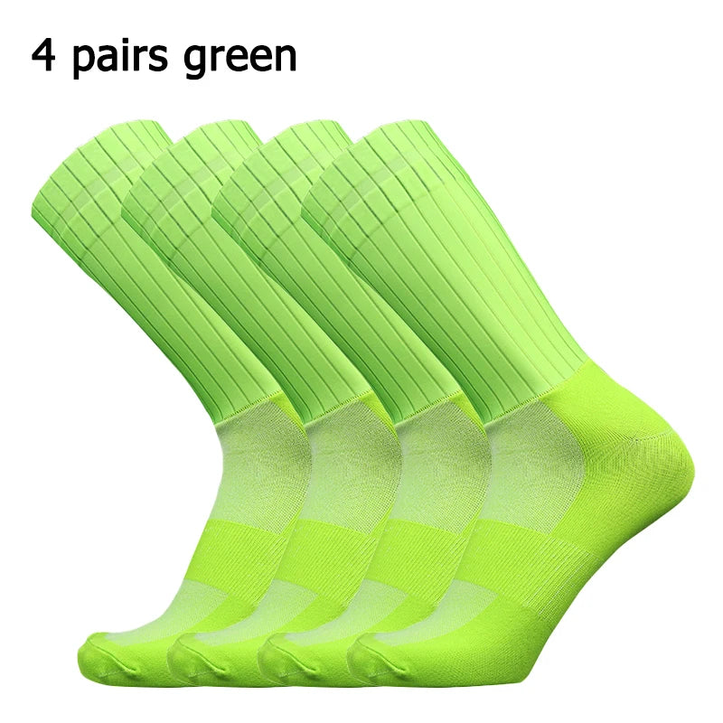 4 Pairs/Set Anti Slip Silicone Summer Socks Mixed Color Cycling Socks for Men and Women Cycling Sports Running Socks