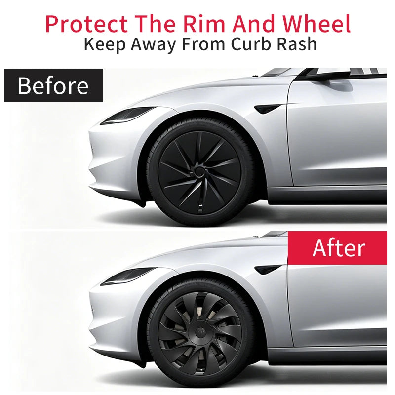 4PCS Hubcaps for Tesla Model 3 Highland 2026 Standard 18Inch Full Rim Covers Replacement Wheel Cover Accessories Only for Standa