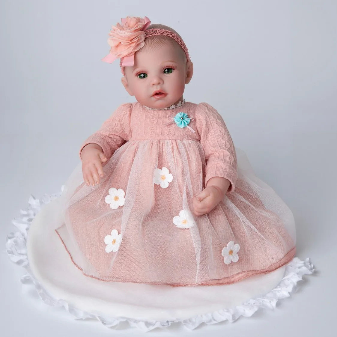 Cloveray 20 inch Collection Realistic Rebirth Baby Doll Cute Handmade Vinyl Doll High Quality Collection Simulation Toy Kid Gift
