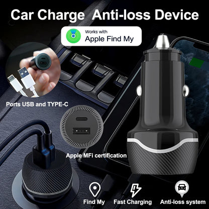 Car Charge GPS Locator Tracker Android & IOS 20W USB Phone Fast Charging Type C QC3.0 With iPhone Google Find My Official App