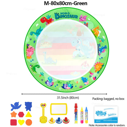 No Mess Kids Water Drawing Mat  Doodle Coloring Board with Magic Pens & Stamps Educational Montessori Toy Gift for Boys Girls