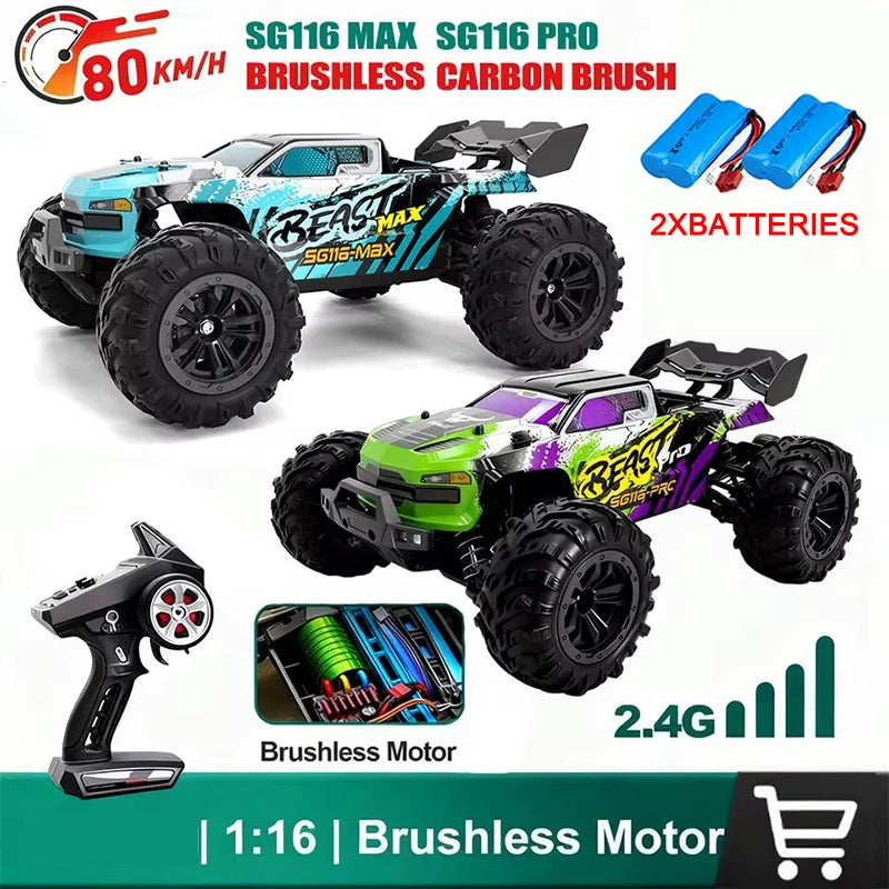 ZLL SG116 MAX/PRO 1:16 High Speed Drift Racing 80KM/H Or 50KM/H Brushless Motor 4WD RC Car Off Road Car Toys for For Kid Gift