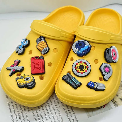 1-12Pcs Cartoon Car Parts PVC Garden Shoes Buckle Clog Charms Adult Clog Sandals Shoes Decorations DIY Men Backpack Party Gifts