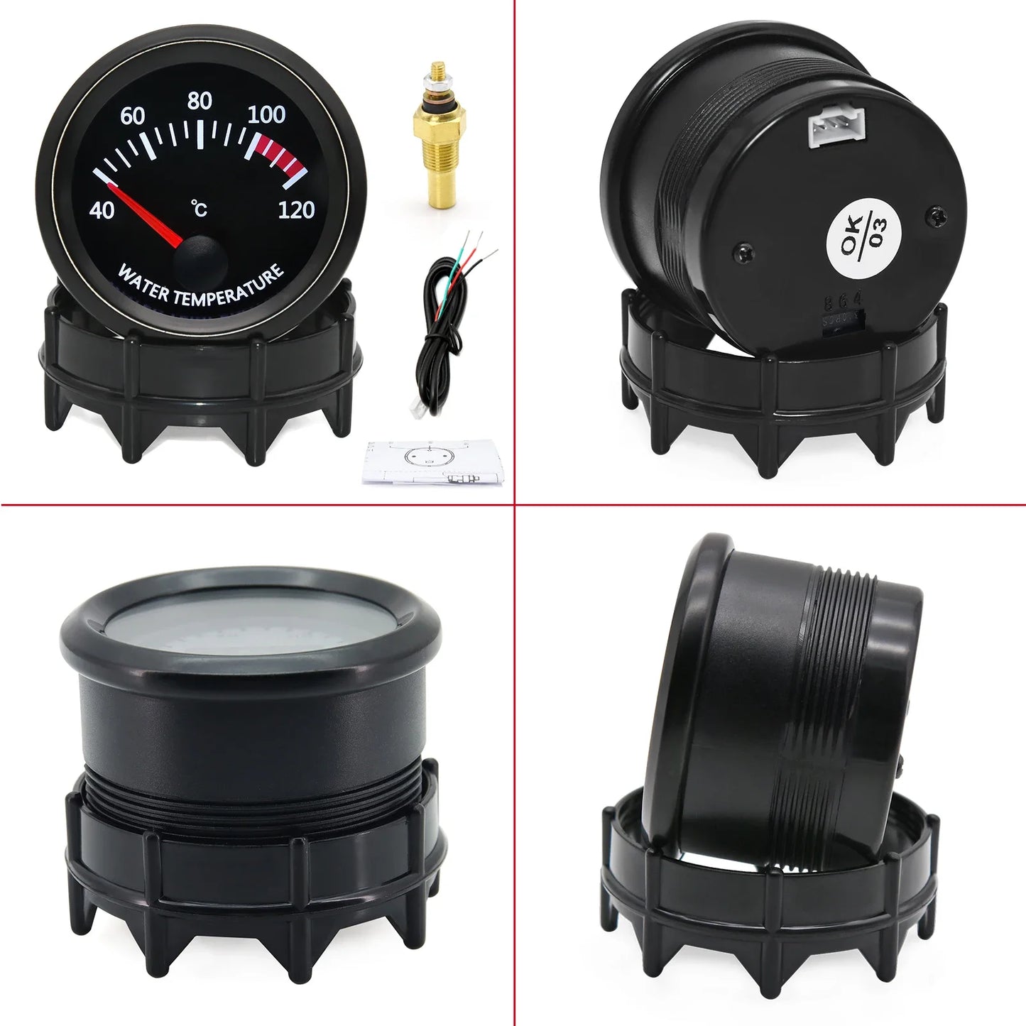 AD 52mm Water Temp/Oil Temp/Voltmeter/Oil Press BAR PSI /Vacuum/Boost Gauge/Air Fuel Ratio/EGT Gauge With Sensor Fit for 12V Car