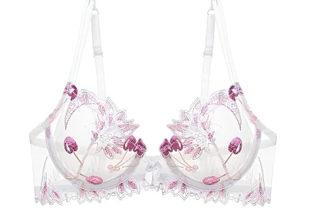 Sexy French Ultra Thin Lace Embroidery Underwire Bra Summer Minimizer Full Coverage Slimming For Busty Women Daily Wear 32-38ABC