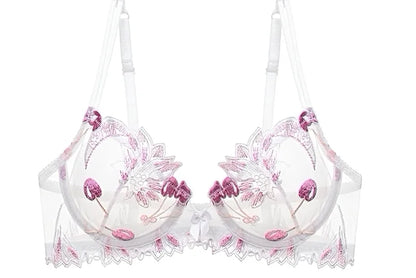 Sexy French Ultra Thin Lace Embroidery Underwire Bra Summer Minimizer Full Coverage Slimming For Busty Women Daily Wear 32-38ABC