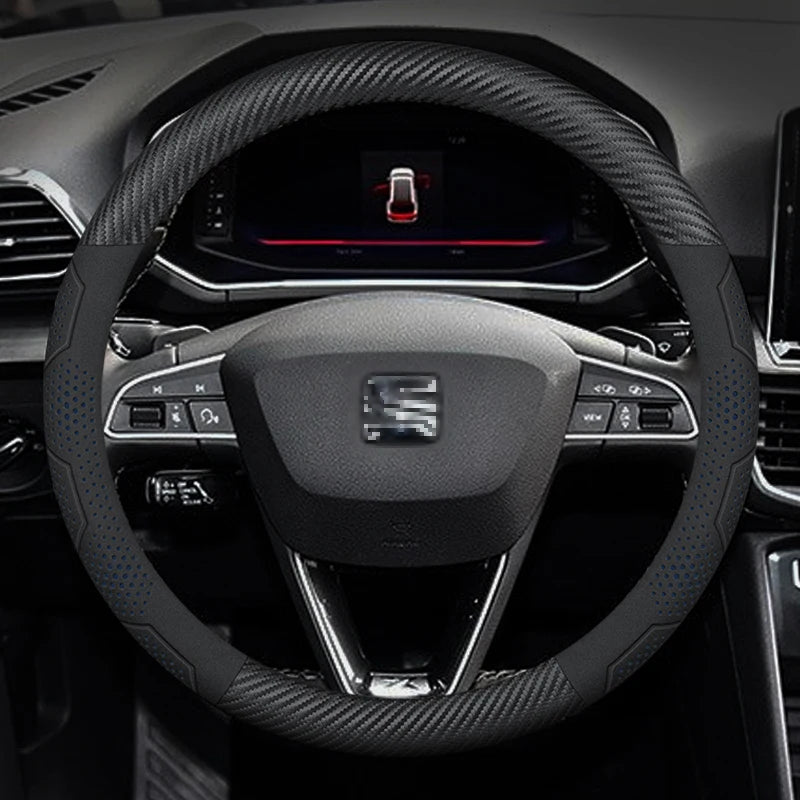 For SEAT Leon Ibiza FR 2 Ateca Arona Exeo Arosa Tarraco Mii Carbon fiber Suede Leather Car Steering Wheel Cover Auto Accessories
