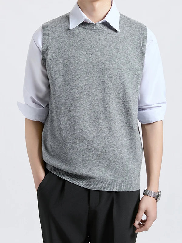 Cityboy Knitted Vest for Men Autumn Winter Trendy Brand Sleeveless American Style High-End Feel Shoulder Top Outerwear