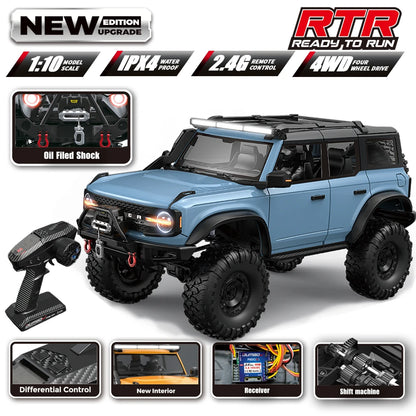 1/10 RC Car 4WD RTR HB R1001 Horse Full Scale with LED 2.4G Electric Remote Control Rock Buggy Off-road Vehicle Toys Boys Gifts