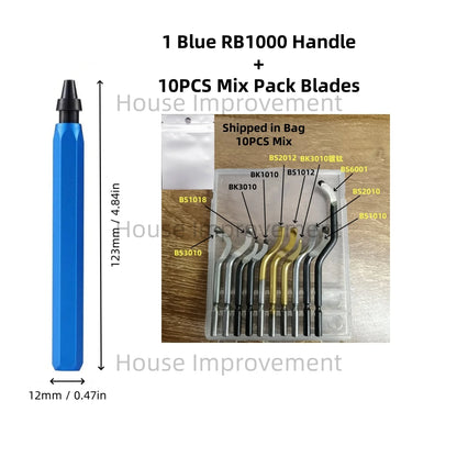 Deburring Tool Set with 11pcs High Speed Steel Swivel Blades Burr Removal Tool for Metal Resin PVC Pipes Copper Plastic Aluminum