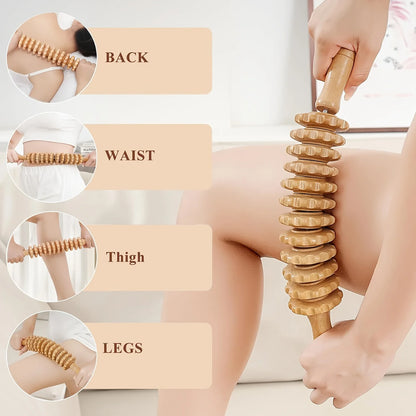 3-Piece Wooden Massage Roller Set, including 12-roller, 9-roller, suitable for use on the hands, suitable for both men and women