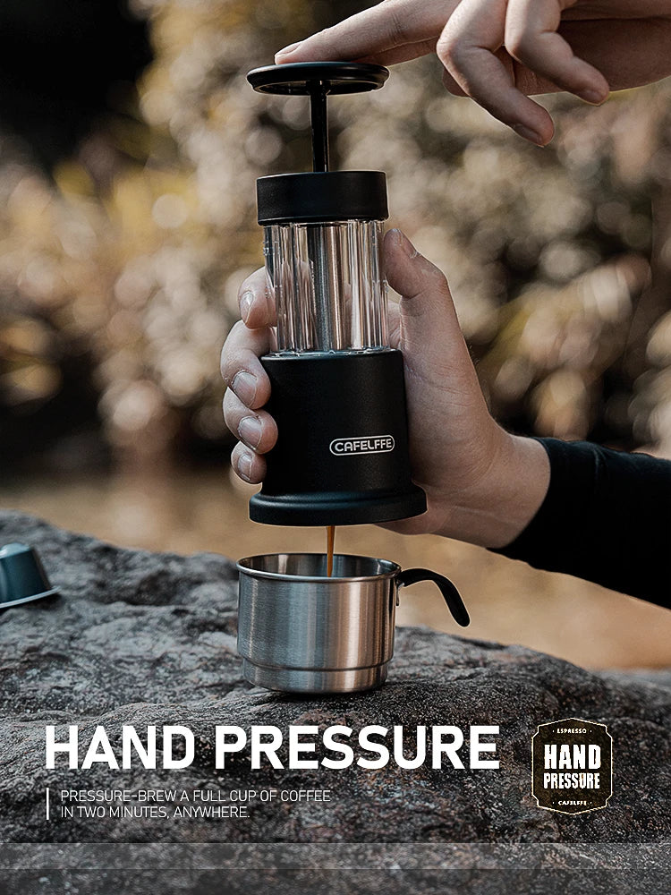 Cafelffe Manual Espresso Coffee Machine Hot/Cold Portable coffee Maker For NS Capsules & Ground Hand Press,hiking Camping Gift