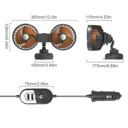 Auto Ventilation Fan USB Charging Air Circulator Fan 360 Degree Rotation Mini Car Fan Cooler Three Gears for Auto Sedan Mini Van
