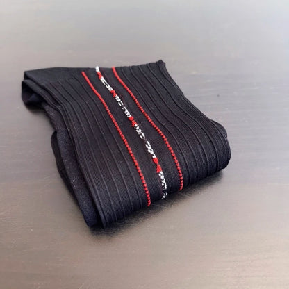 Brand Man Socks Men Transparent Sexy Stockings Ultra-thin Hight Tube Socks Sheer Elastic Striped Business Socks Formal Stockings
