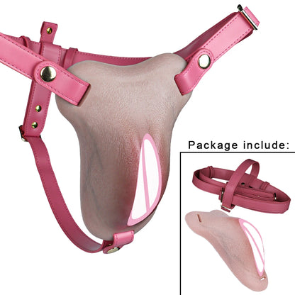 ANOSX Multi-functional Vagina Pad Silicone Chastity Cage Imitation Clitoral Pants Penis Sleeve With Urethra Hole Sex Toy For Men
