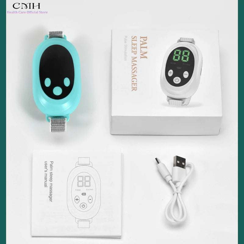 Micro-Current Smart Sleep Aid Massage Handheld Palm Pulse for Stress Anxiety Insomnia Relief Sleep Improvement Instrument Women