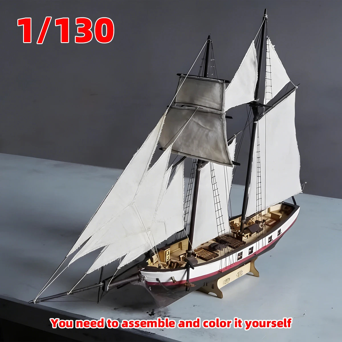 1/130 American Baltimore Schooner 2masted Schooner Harvey 1847 Line Classical Sailboat Ship Boat Galleon Wooden Scale Model Kit