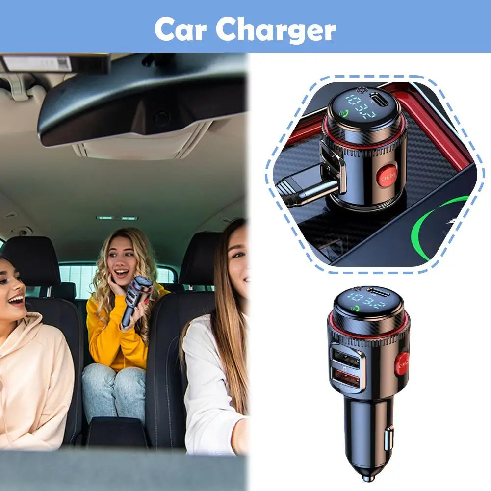 NEW Bluetooth 5.4 FM Transmitter Car Radio Adapter For Wireless Hands-Free Phone Call MP3 Music Player T23 PD Fast Charging