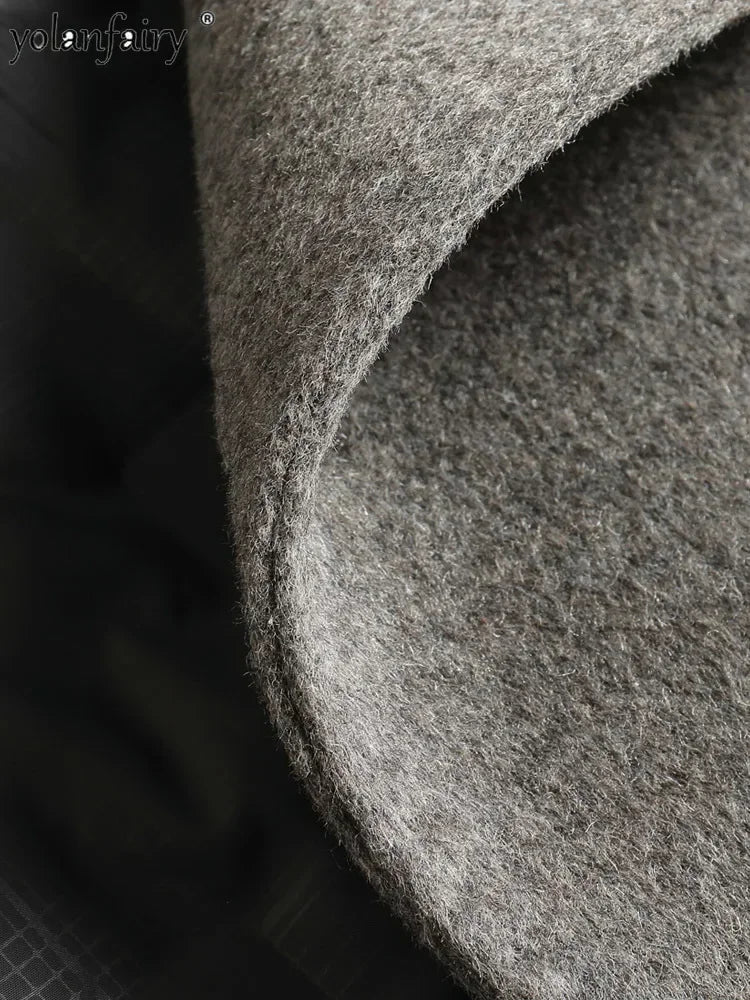 YOLANFAIRY 70% Wool Coat Men's Autumn Thick Down Jacket Men Double-sided Woolen Trench Coats Winter Jackets Abrigos Hombre FC