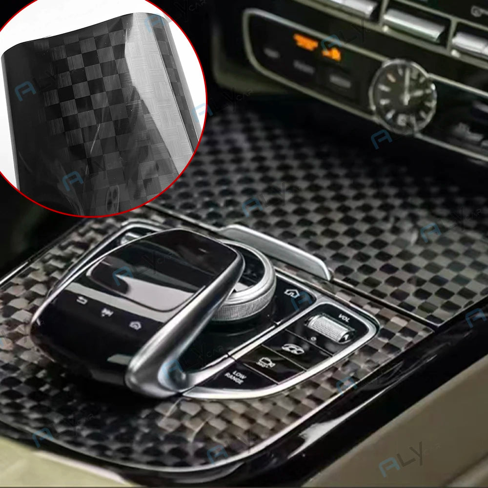 Premium Black Plaid Forged Carbon Fiber Vinyl Car Body Wrap Film For Vehicle Motorcycle Protecto Car Sticker Car Accessories