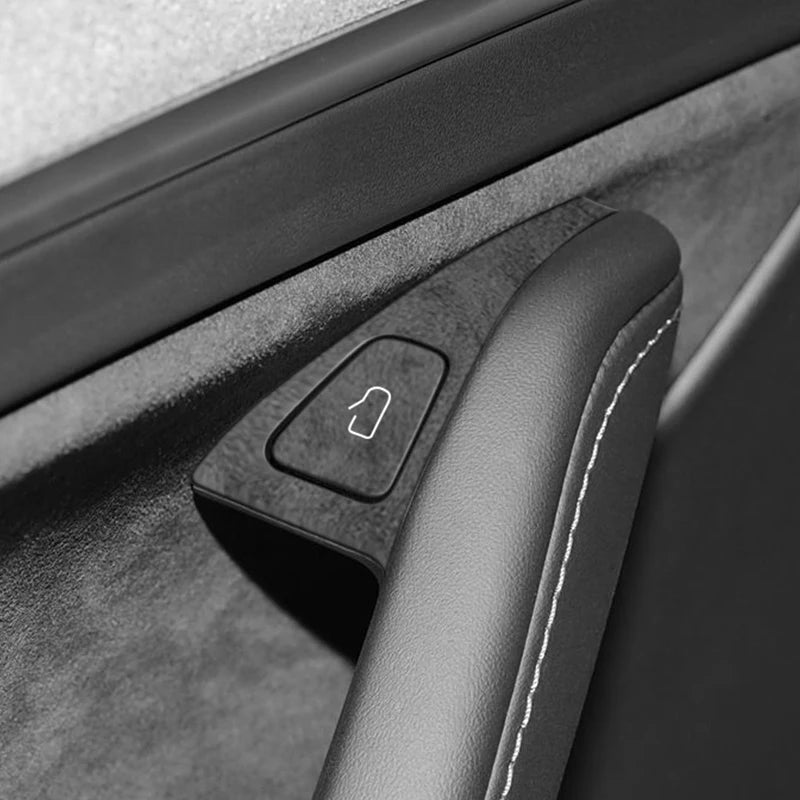 Top Suede For Tesla Model 3 Model Y (2019-2024) Door Switch Button Trim Cover Protection Decoration Car Interior Accessories