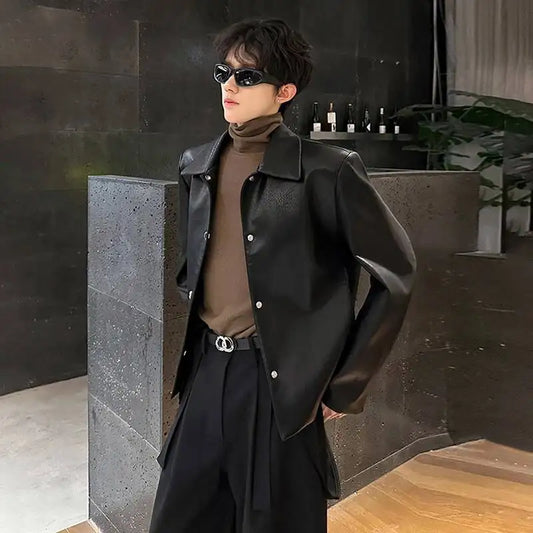 LUZHEN Fleece 2025 Liner Winter Brushed New Warm Fashion Leather Jacket Men's High Quality Trendy Shoulder Pad Male Coat JY7075