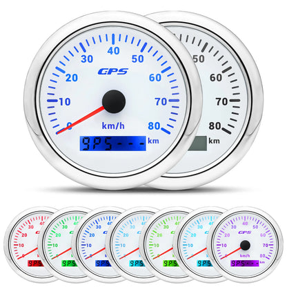 7 Color LED  30/60/80/120/200KMH 85MM GPS Speedometer Gauge with GPS Antenna For Motorcycle Boat Car Truck Speed Gauge 9-32V