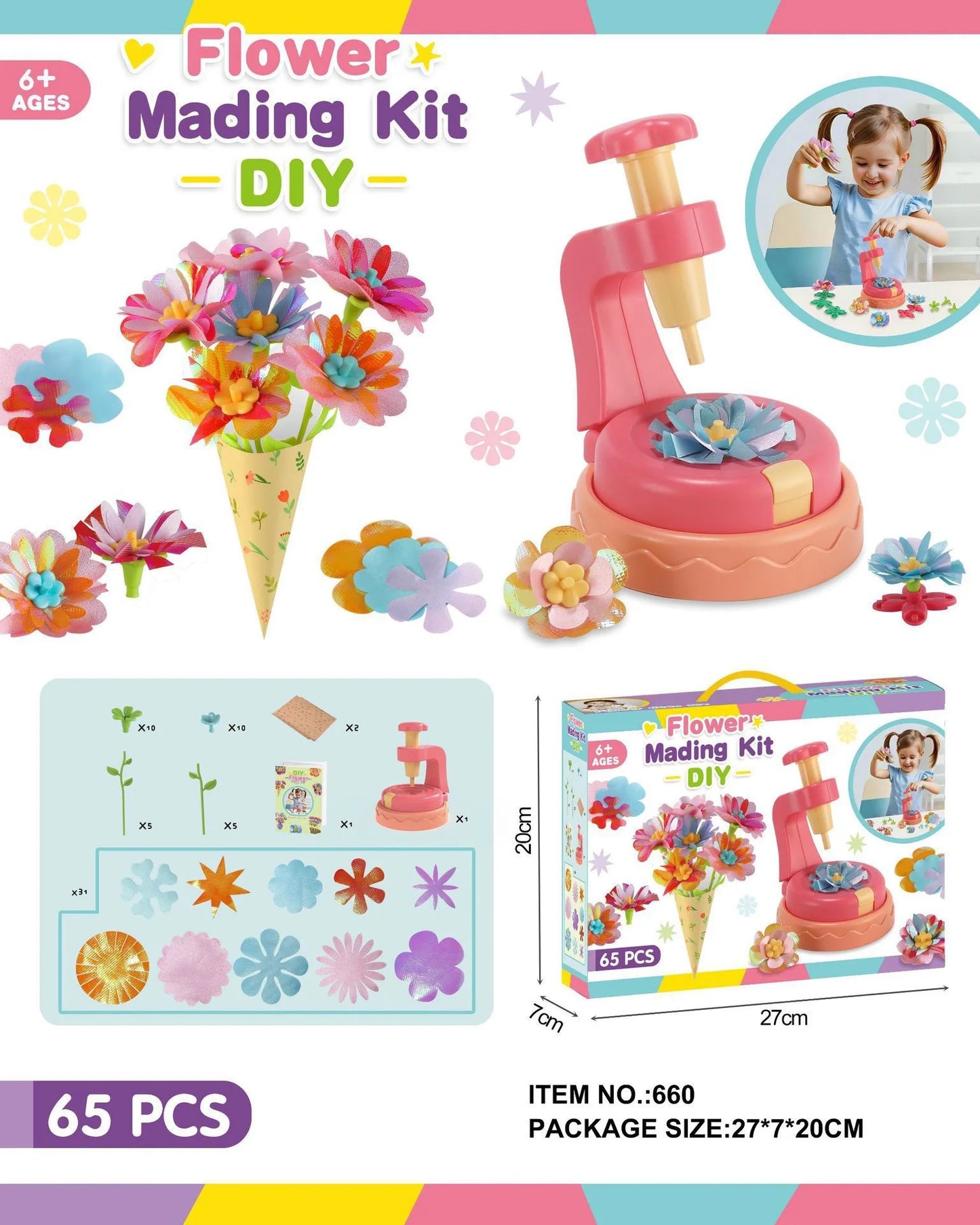 Flower Bouquets Toys Handmade DIY Craft Kits Toys Embossing Machine Toys Parent Child Interactive Puzzle Toy Xmas Girls Gifts