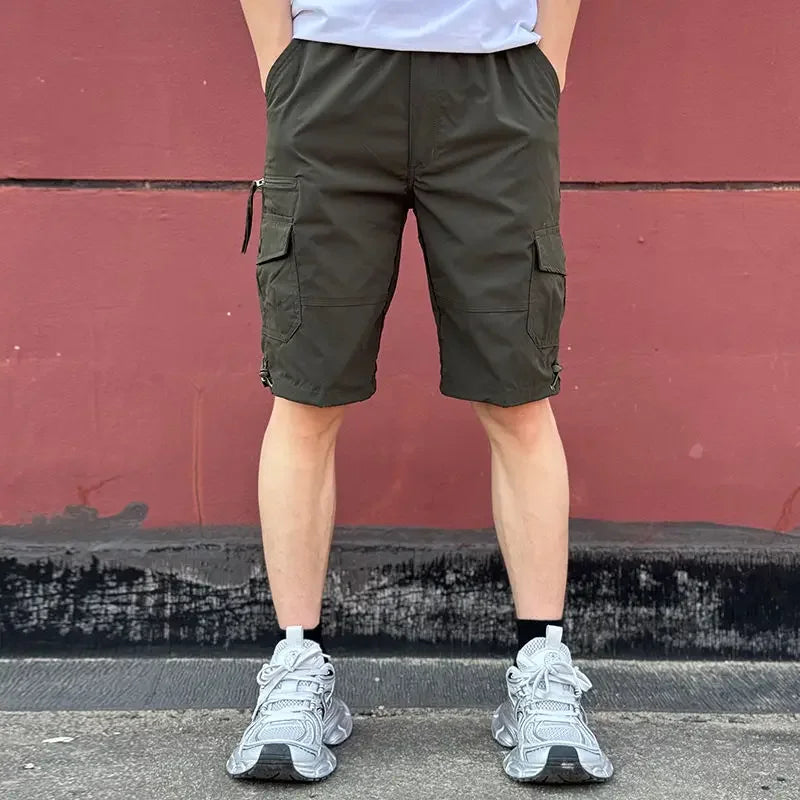 Mens Cargo Shorts Loose Solid Long Wide Half Short Pants for Men Baggy Bermuda Multi Pocket Harajuku Japanese Street Style Y2k