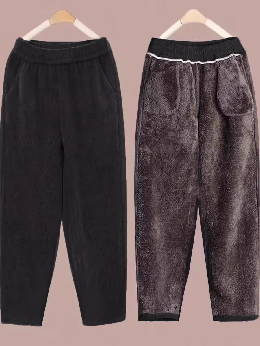 Thickened Lamb Velvet Fleece Lined New Loose Harlan Pants Fashionable All Match Casual Pants mid Aged And Elderly Best Selling