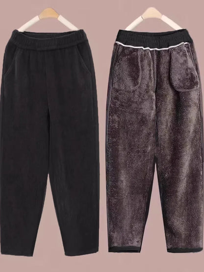 Thickened Lamb Velvet Fleece Lined New Loose Harlan Pants Fashionable All Match Casual Pants mid Aged And Elderly Best Selling