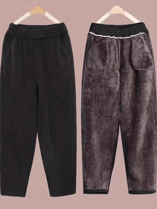Thickened Lamb Velvet Fleece Lined New Loose Harlan Pants Fashionable All Match Casual Pants mid Aged And Elderly Best Selling
