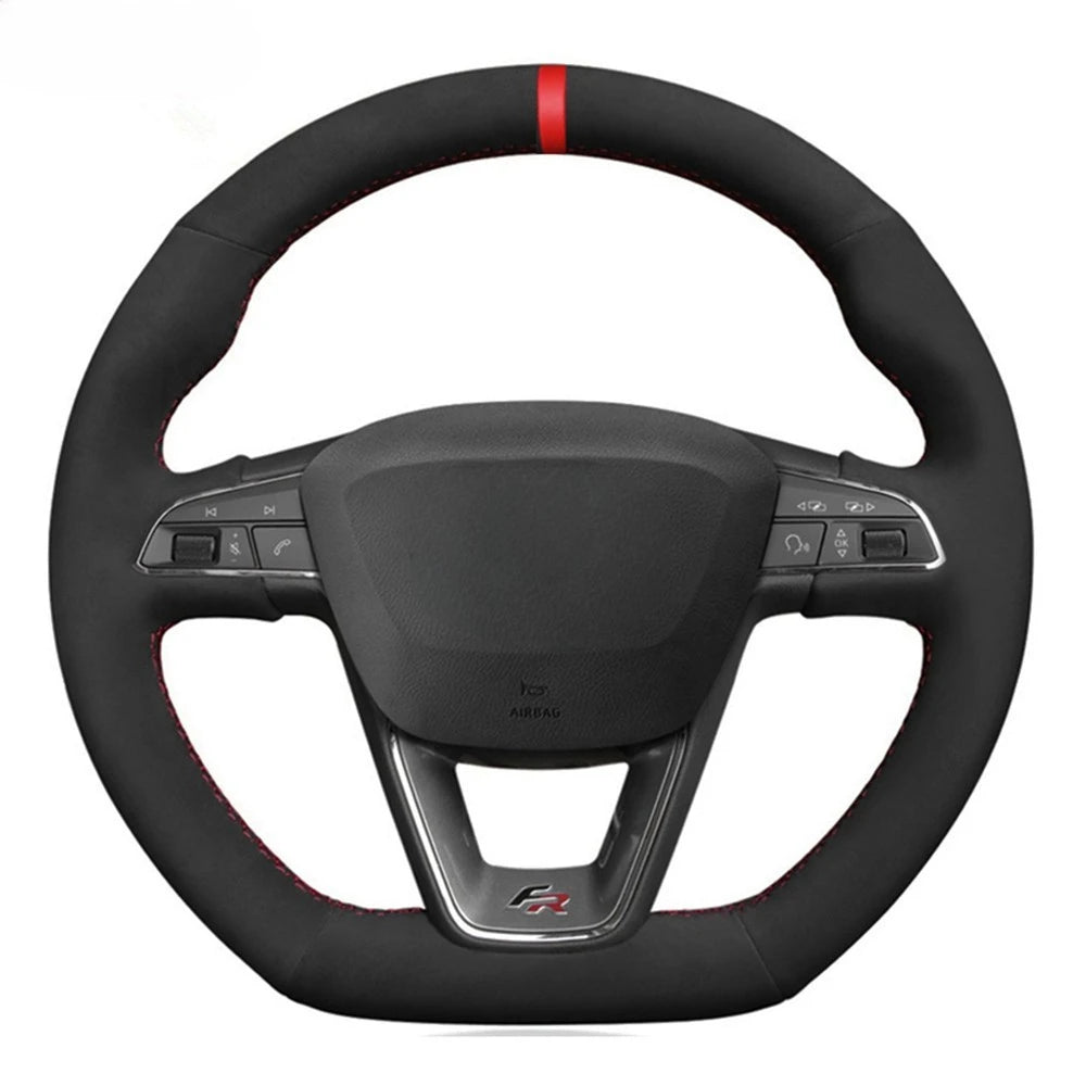 Hand stitched Black Suede Car Steering Wheel Cover For Seat Leon Cupra R Leon ST Cupra Leon ST Cupra Ateca Cupra Ateca FR