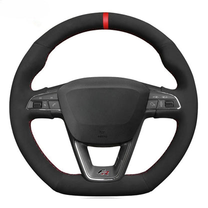 Hand stitched Black Suede Car Steering Wheel Cover For Seat Leon Cupra R Leon ST Cupra Leon ST Cupra Ateca Cupra Ateca FR