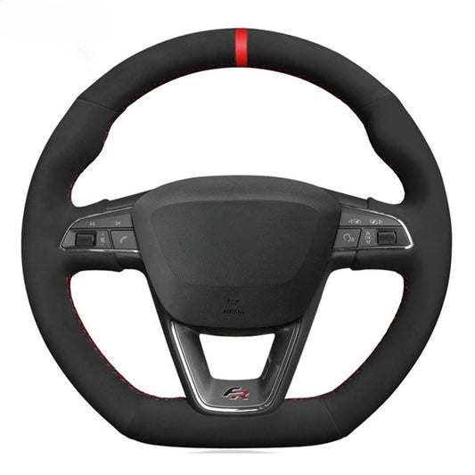 Hand stitched Black Suede Car Steering Wheel Cover For Seat Leon Cupra R Leon ST Cupra Leon ST Cupra Ateca Cupra Ateca FR