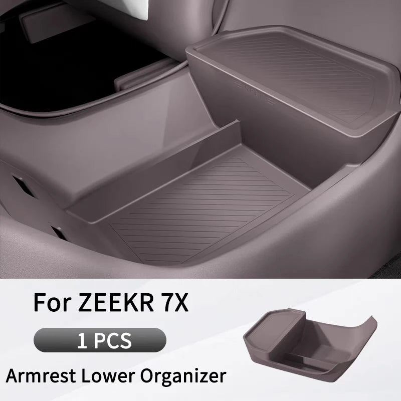 For 2025/2026 ZEEKR 7X Central Control Lower Level Organizer Storage Box Armrest Box Below Silicone Tray Car Accessory