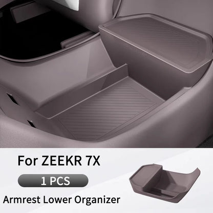 For 2025/2026 ZEEKR 7X Central Control Lower Level Organizer Storage Box Armrest Box Below Silicone Tray Car Accessory