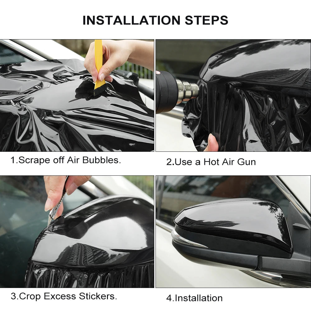 Glossy Black Car Vinyl Wrap Film Personalization Waterproof PVC Car Decoration PET Decal Motorcycle Auto Body Protective Film