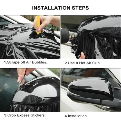 Glossy Black Car Vinyl Wrap Film Personalization Waterproof PVC Car Decoration PET Decal Motorcycle Auto Body Protective Film