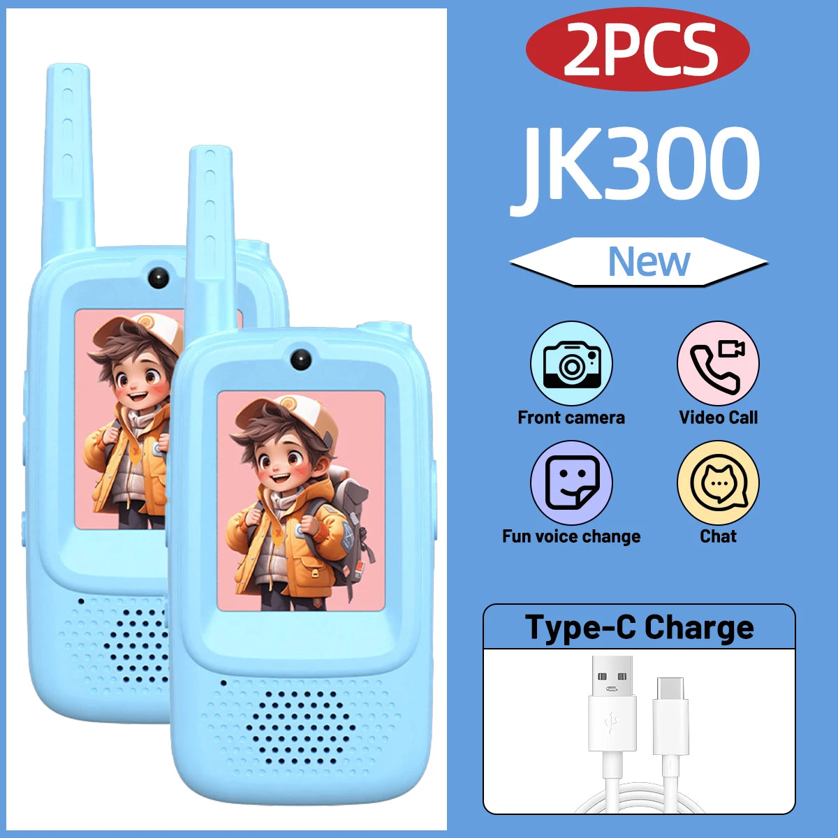 Lastest Video Walkie Talkies for Kids Upgrade JK300 JK200 Toddler Toys Indoor Camping Birthday Chirstmas Gifts for Kids Age 3-12