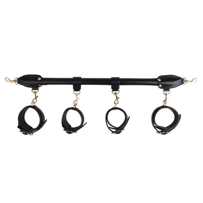 Leather SM Bondage Restraint Tool Sex Handcuffs Couple Fixed Position Conditioning Rod With Foot Cuff Male Female Adult Products