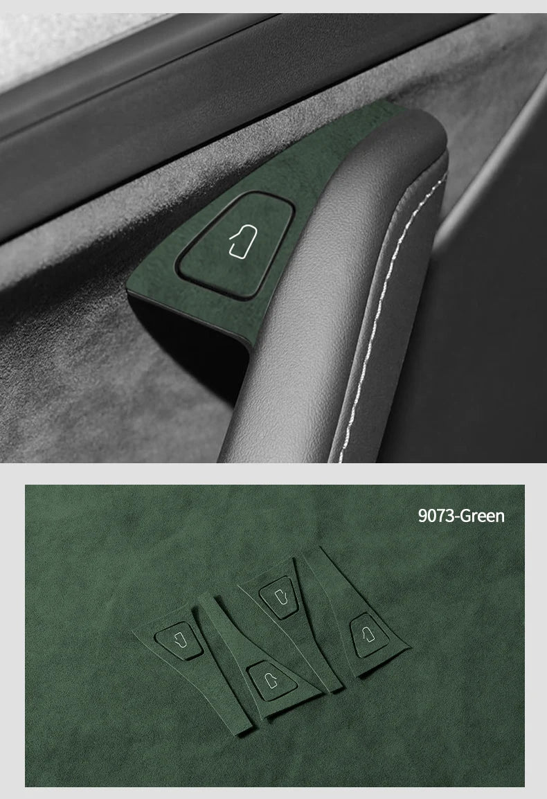 Top Suede For Tesla Model 3 Model Y (2019-2024) Door Switch Button Trim Cover Protection Decoration Car Interior Accessories