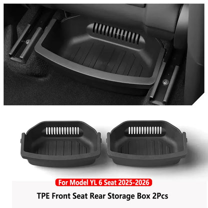 Under Seat Storage Box For Tesla Model YL 2025-2026 TPE Front Under Seat Organizer Trash Can Car Interior Accessories