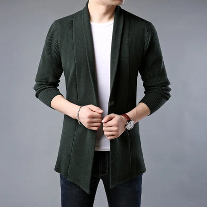 Top Grade New Brand Knit Fashion Cardigan Men Sweater Korean Woolen Casual Long Slim Fit Coats Japanese Jacket Men Clothes