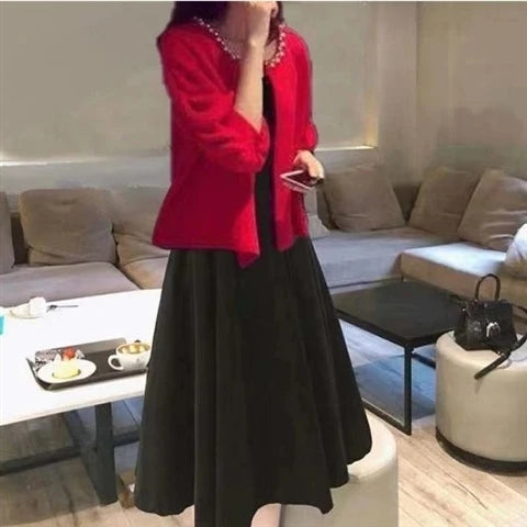 plus Size Fashionable Spring Autumn Dress Set Women's Meat Concealing Two Piece Suit Sister Stylish Minya Style Outfit