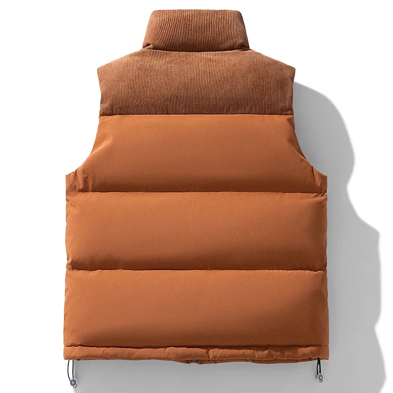2025 Men's Vests Loose Casual Sleeveless Jacket Zipper Vests Clothes Men Vest Jackets Thick Vests Male Cotton-Padded Coats