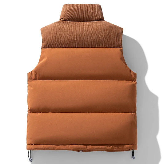 2025 Men's Vests Loose Casual Sleeveless Jacket Zipper Vests Clothes Men Vest Jackets Thick Vests Male Cotton-Padded Coats