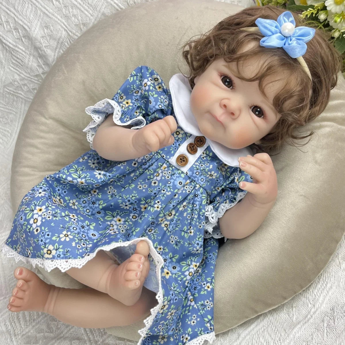 AONPENG Full Vinyl Body 45 CM Sweet Reborn Baby Doll Toy for Girl Lifelike Handmade Fashion Birthday Gift Play House Bedtime Toy