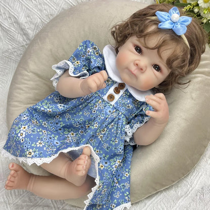 AONPENG Full Vinyl Body 45 CM Sweet Reborn Baby Doll Toy for Girl Lifelike Handmade Fashion Birthday Gift Play House Bedtime Toy